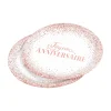 SET 6 ASSIETTES CARTON D.23CM ANNIVERSAIRE ROSE GOLD