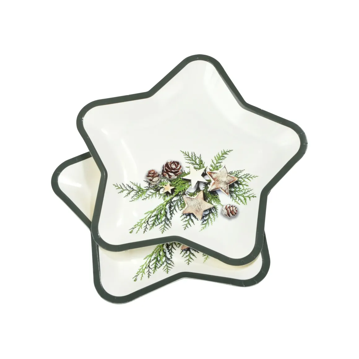 SET 6 ASSIETTES ETOILE IMPRIMEES NOEL DECOR CADEAUX D.23CM