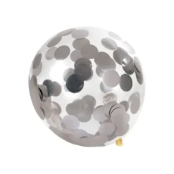 SET 6 BALLONS CONFETTIS ARGENT D.30CM