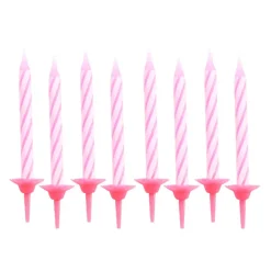 SET 24 BOUGIES ANNIVERSAIRE H.5.5CM ROSE