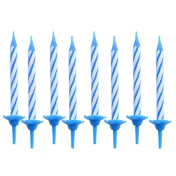 SET 24 BOUGIES ANNIVERSAIRE H.5.5CM BLEU