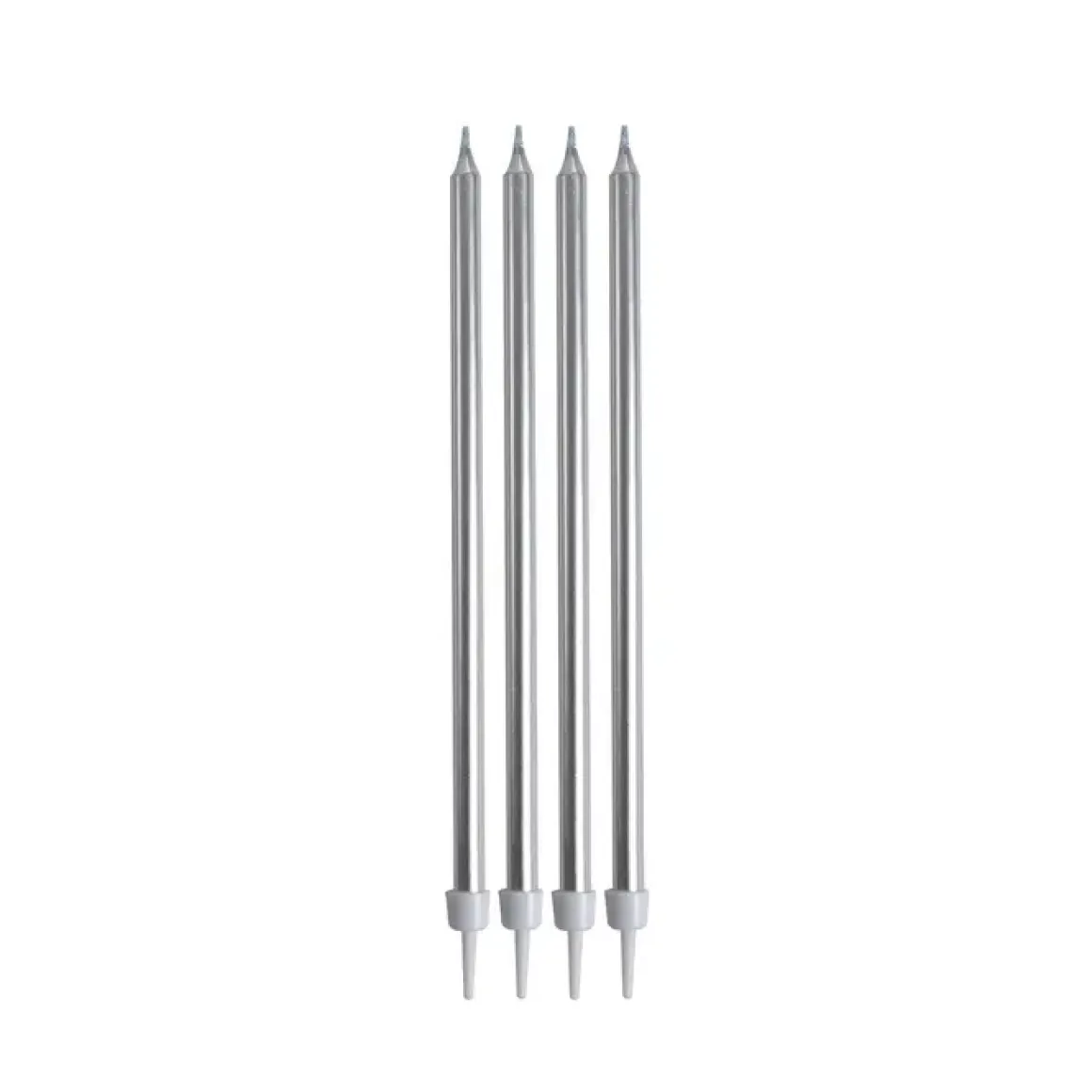 SET 16 BOUGIES ANNIVERSAIRE LONGUES H.14.5CM ARGENT