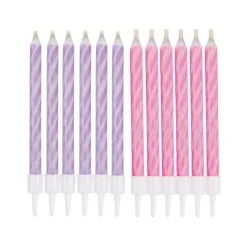 SET 12 BOUGIES ANNIVERSAIRE MAGIQUE H.6CM ROSE ET VIOLET