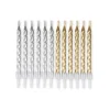 SET 12 BOUGIES ANNIVERSAIRE MAGIQUES SUPPORT H.6CM ARGENT OR
