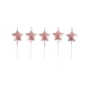 SET 5 BOUGIES FORME ETOILE 3D AVEC PLASTIQUE 7CM ROSE GOLD