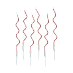 SET 12 BOUGIES SPIRALES AVEC SUPPORT H.12.5CM ROSE GOLD