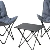 SET CAMPING PLIABLE 2 CHAISES PAPILLON ET 1 TABLE