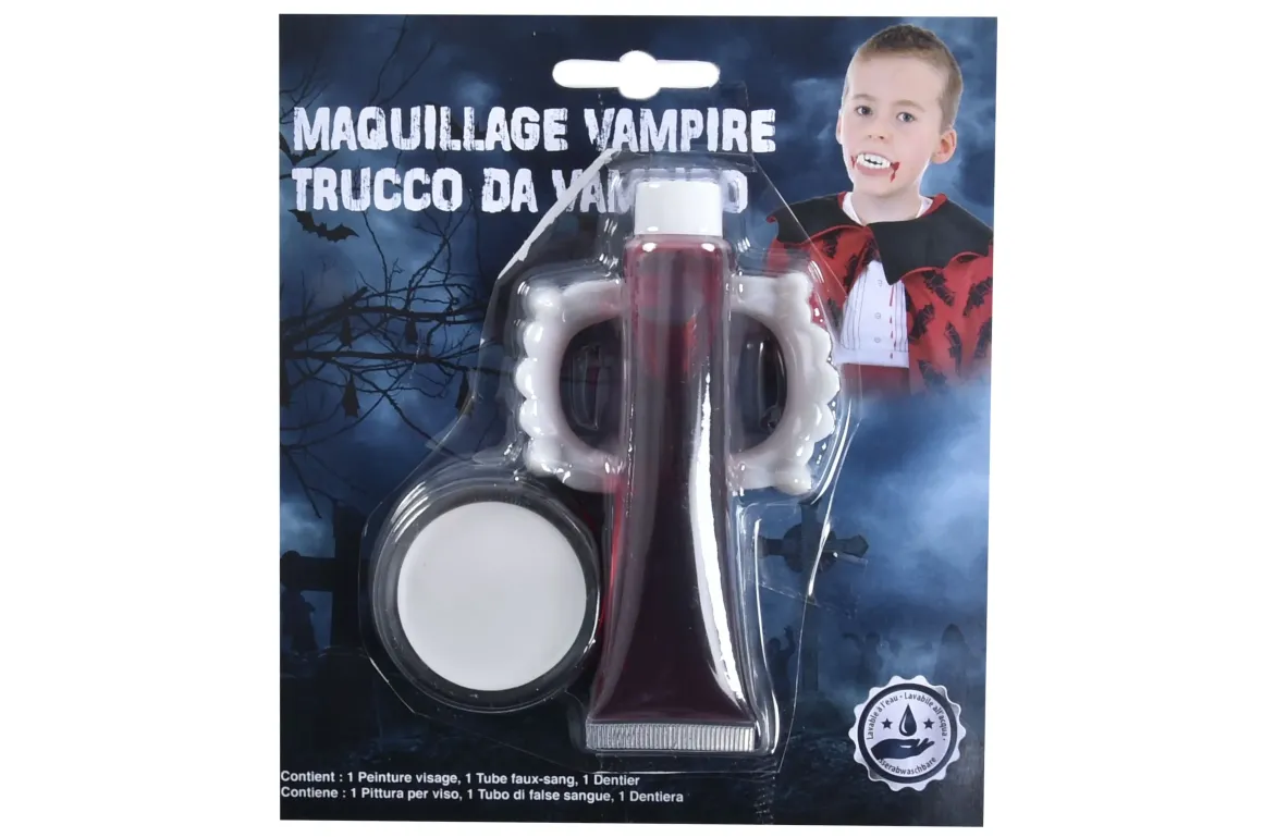 SET DE MAQUILLAGE VAMPIRE AVEC DENTS ET SANG