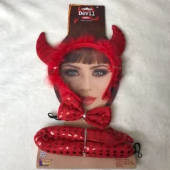 SET DEMON ADULTE SERRE TETE NOEUD PAPILLON QUEUE