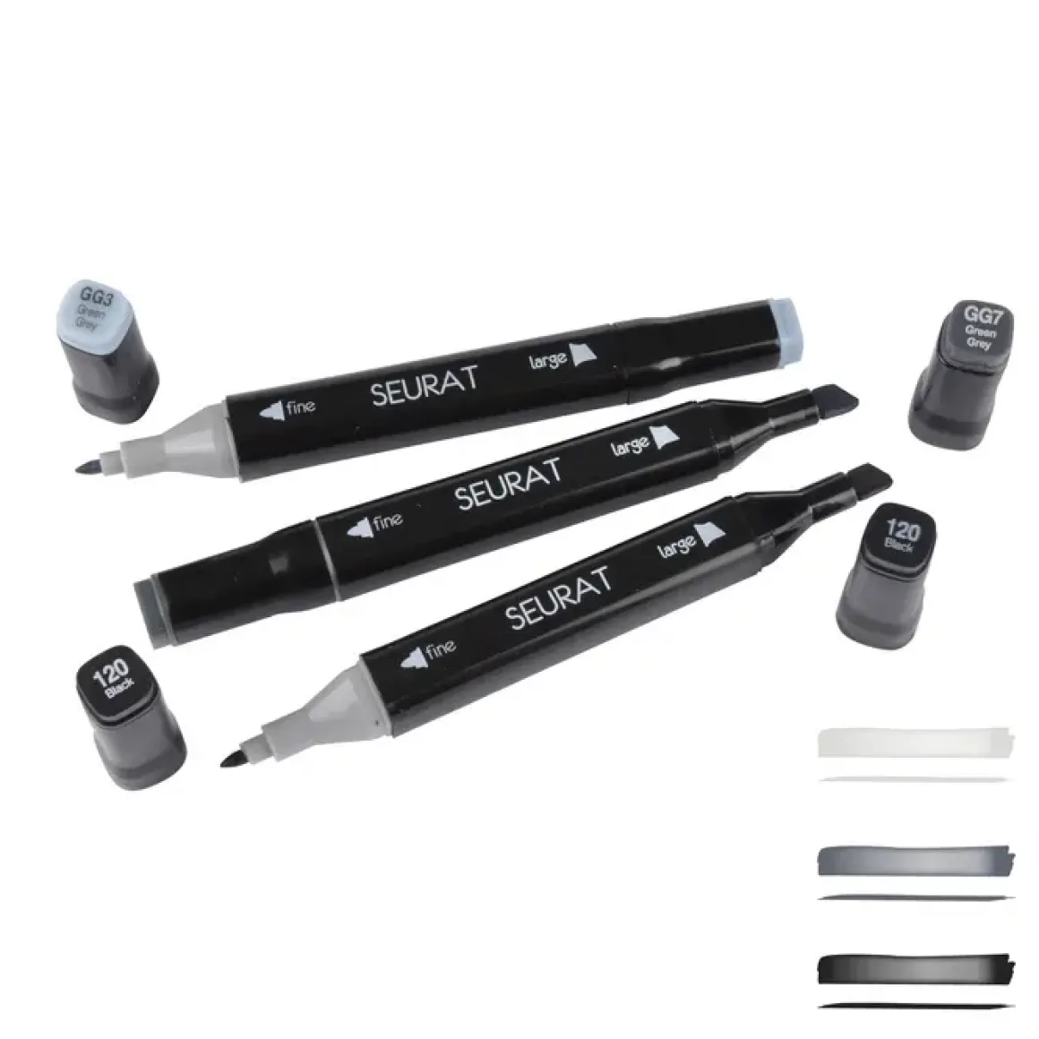 SET 3 MARQUEURS DOUBLE POINTE GRIS