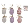 SET 6 OEUFS DECO BLANC ROSE VIOLET