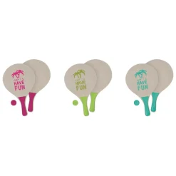 SET 2 RAQUETTES PLAGE BOIS AVEC BALLES