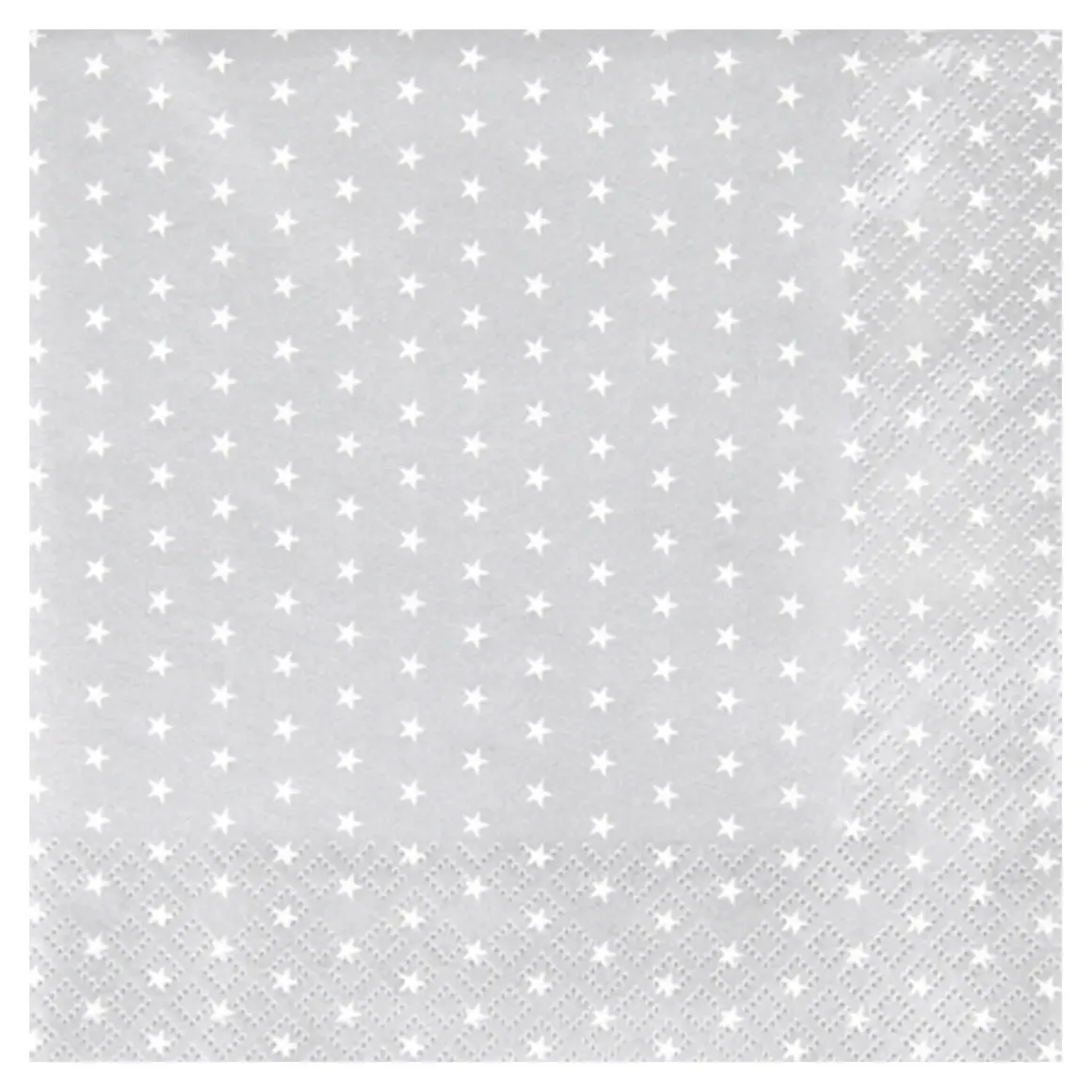 SET 20 SERVIETTES 3 PLIS 33X33CM ETOILE ARGENT