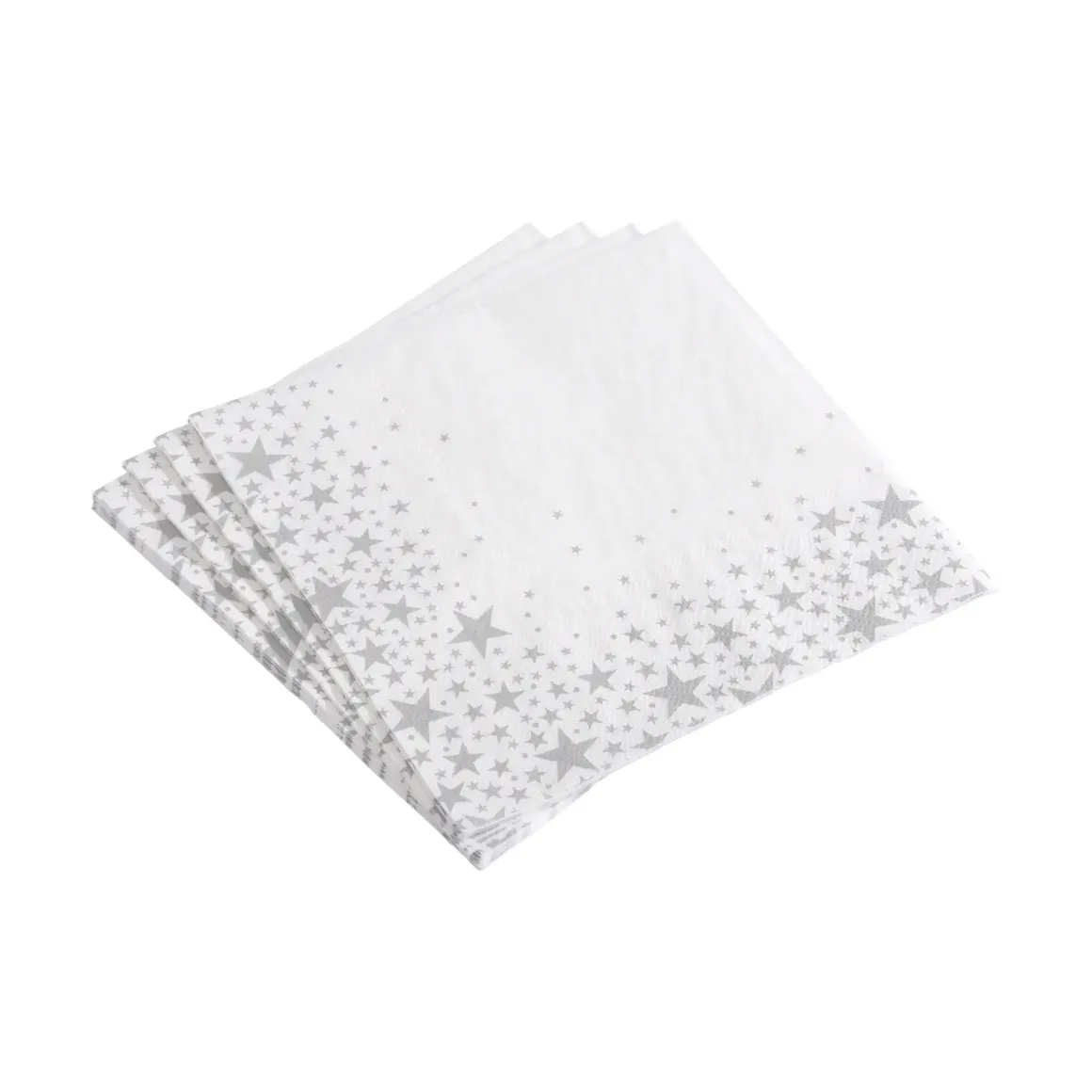 SET 20 SERVIETTES 3 PLIS 33X33CM ETOILE ARGENT