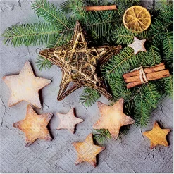 SET 20 SERVIETTES 3 PLIS 33X33CM GATEAUX ETOILES