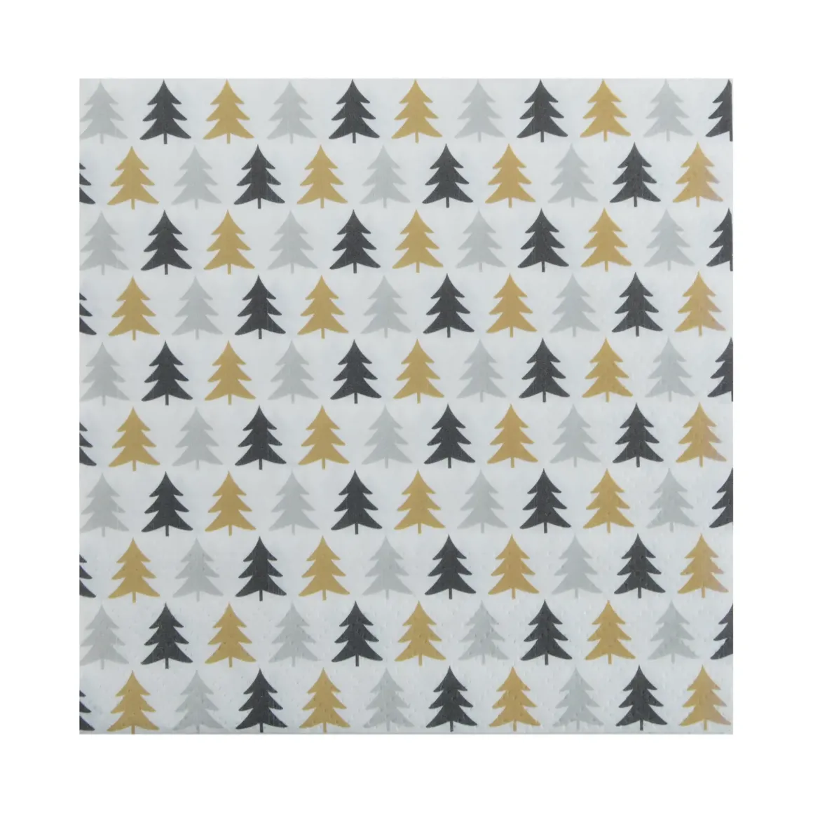 SET 20 SERVIETTES 3 PLIS 33X33CM MOTIF SAPINS FESTIFS