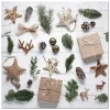 SET 20 SERVIETTES 3 PLIS 33X33CM NATURAL CHRISTMAS