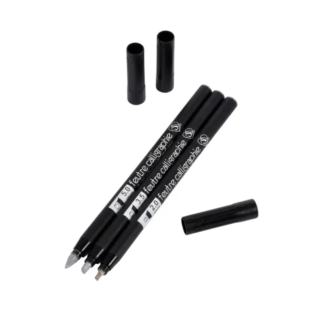 SET 3 STYLOS CALLIGRAPHIE ARGENT