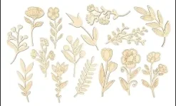 SILHOUETTES FLEURS BOIS 13CM X15 PIECES