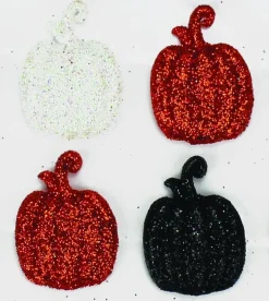 STICKER CITROUILLE ACRYL. GLITTER NOIR. BLANC. ORANGE 2.5 CM