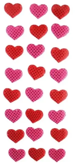STICKER COEUR A FACETTE ROSE. ROUGE 1.8 X 1.5 CM X 24 PCS