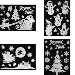 STICKER PERE NOEL BONHOMME DE NEIGE BLANC 29X40CM
