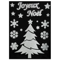 STICKER PERE NOEL BONHOMME DE NEIGE BLANC 29X40CM