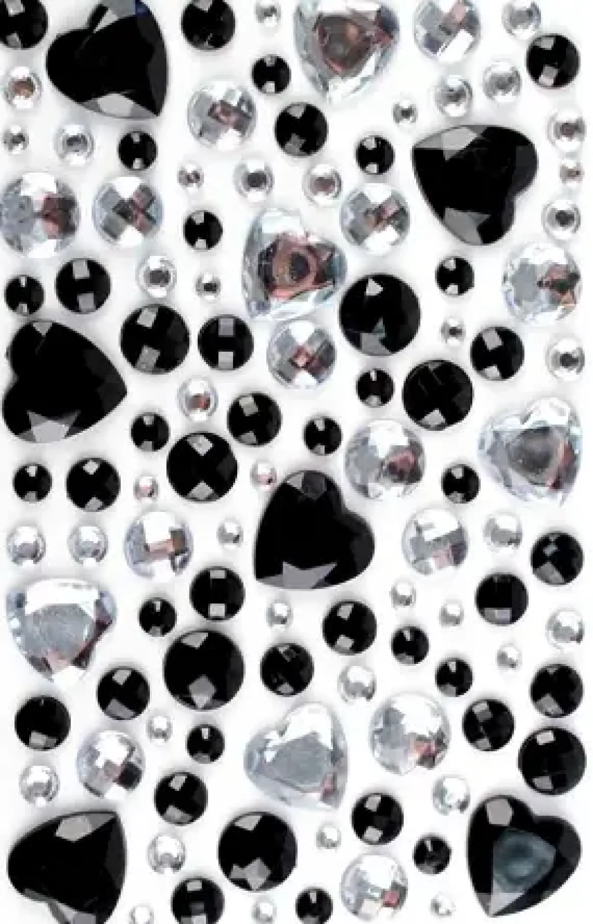 STICKERS STRASS COEUR NOIR CRISTAL 0.5 A 2 CM X 106 PCS