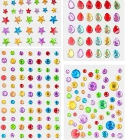 STICKERS STRASS COULEURS VIVES 0.6 A 1.4CM X196 PIECES