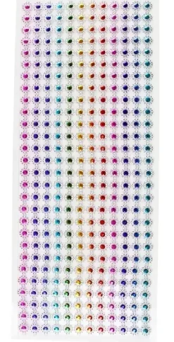 STICKERS STRASS MULTICOLORE BANDE ADHESIVE 0.8CM 30X12CM