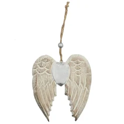 SUSPENSION AILES D ANGES ARGENT AVEC COEUR