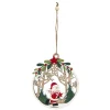 SUSPENSION BOIS AJOURE BONHOMME NEIGE ROUGE VERT D.11CM