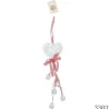 SUSPENSION COEUR GRELOTS RUBAN VICHY 9X2.5X37CM