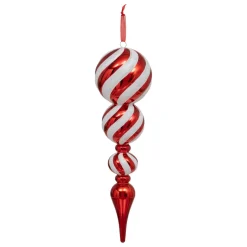 SUSPENSION DECO BOULE ROUGE BLANC 35CM