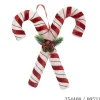SUSPENSION DOUBLE SUCRE CANNE 23X9X30CM ROUGE BLANC