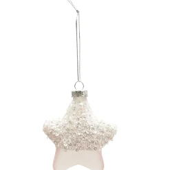 SUSPENSION ETOILE VERRE ROSE PAILLETTES