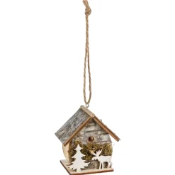 SUSPENSION MAISON SAPIN ET RENNE BOIS