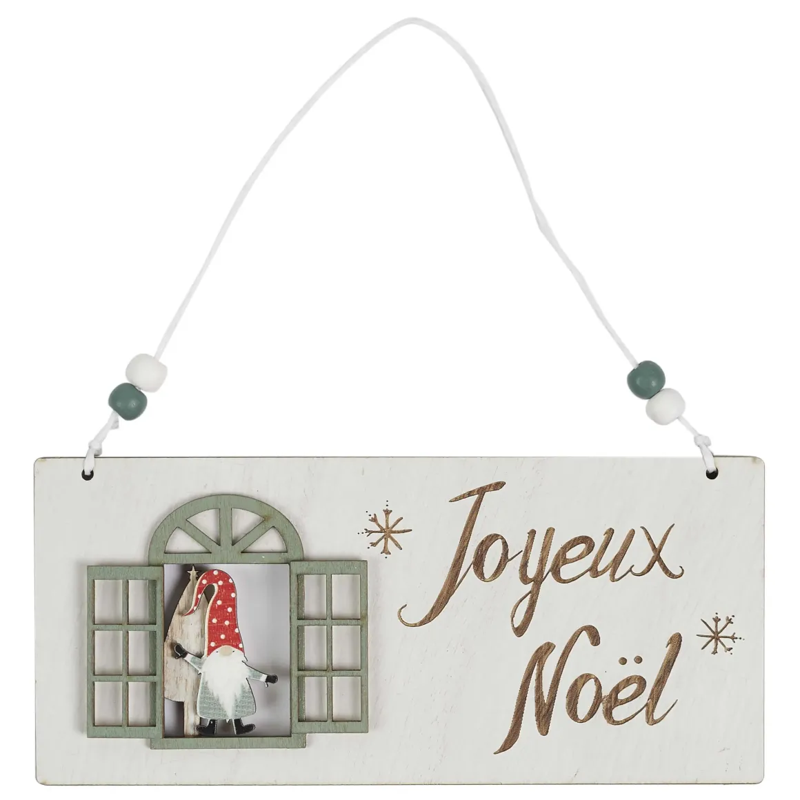 SUSPENSION PANCARTE NOEL AVEC FENETRE 20X9CM