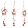 SUSPENSION SAPIN ETOILE COEUR LUTIN BOIS ROUGE