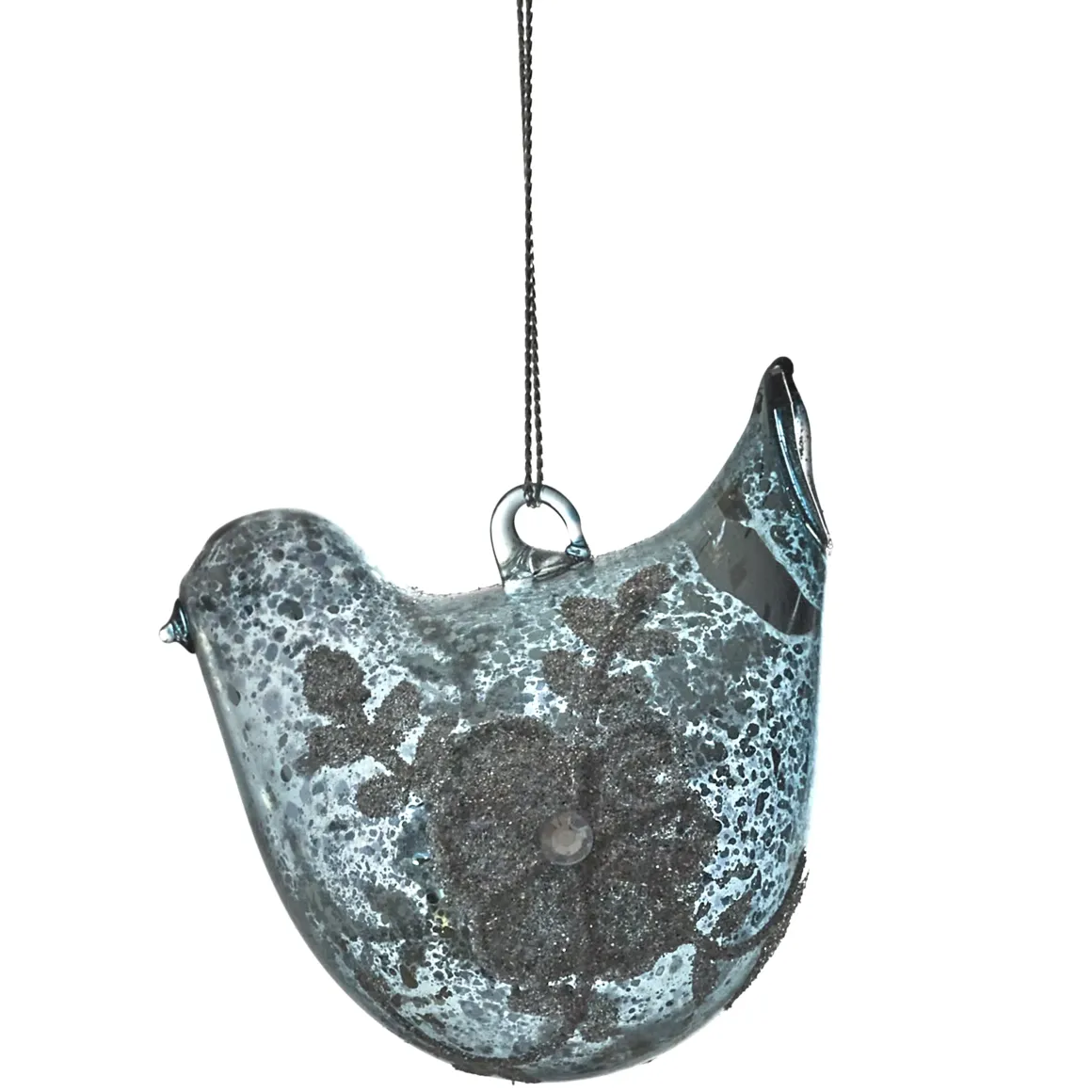 SUSPENSION VERRE EFFET CRAQUELE OISEAU GRIS