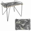 TABLE METAL BOIS FEUILLES NOIRES 60X44.5X57CM M1
