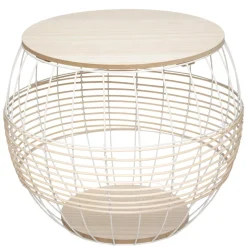 TABLE METAL FIL BLANC D.50X41.5CM