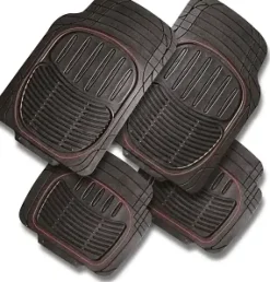 TAPIS AUTO 4 PCS CAOUTCHOUC DECOUPABLE LISERET ROUGE EXTREME