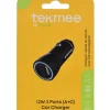 TEKMEE CHARGEUR VOITURE NOIR 12W 2 PORTS A ET C