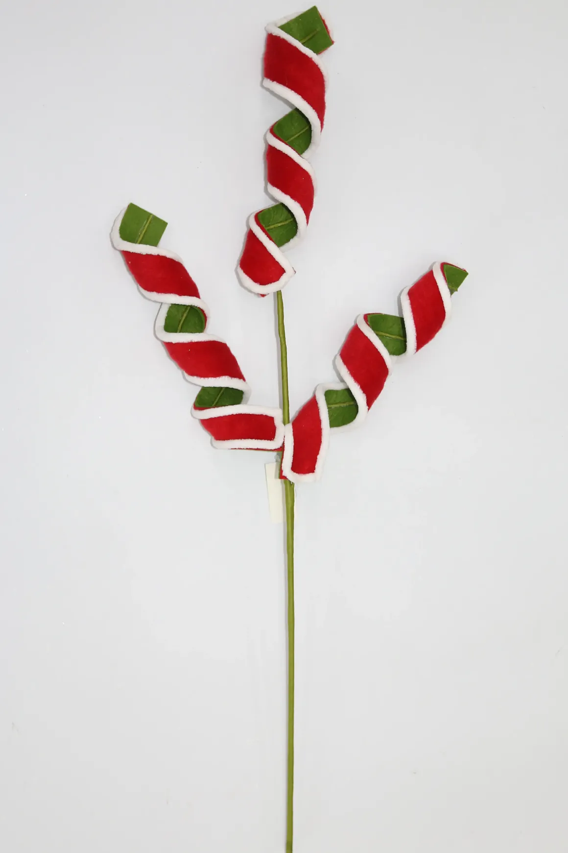 TIGE DECORATIVE TORSADEE VELOURS H.72CM ROUGE VERT