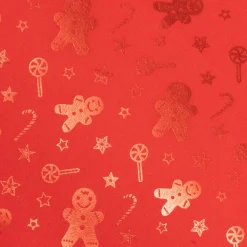 TISSU ROUGE MOTIF PAIN D EPICE 28X300CM