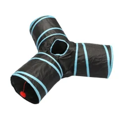 TUNNEL DE JEU POUR CHAT PLIABLE D.70X25CM BLEU