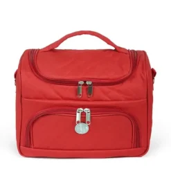 VANITYS TEXTILE MULTIPOCHES ZIPPEES ROUGE MM 21X31X25 CM