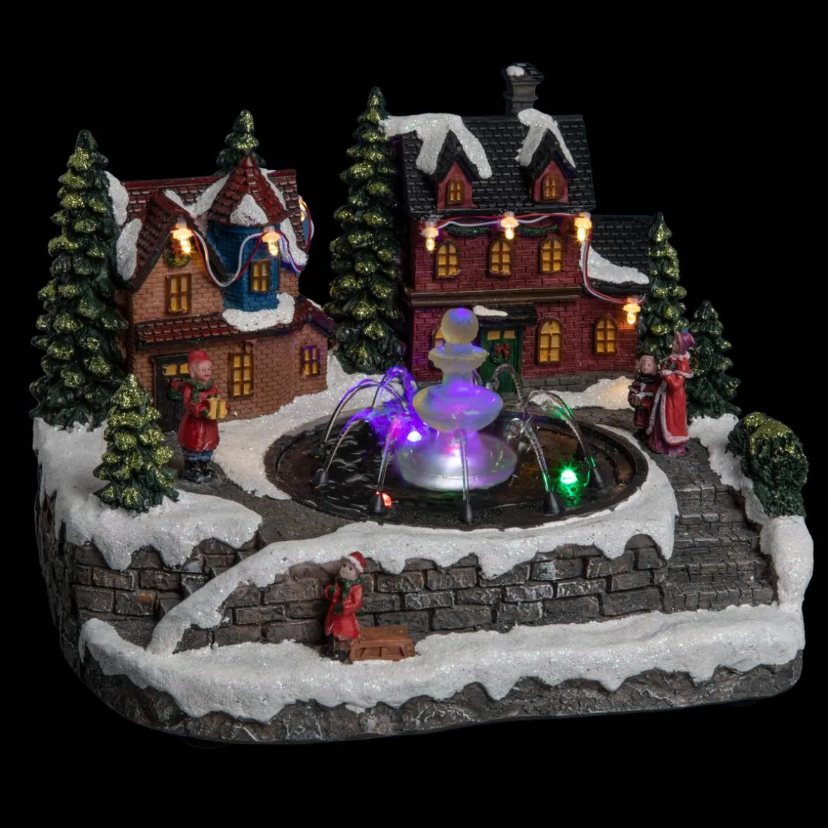 VILLAGE DE NOEL SCENE FONTAINE ENFANT
